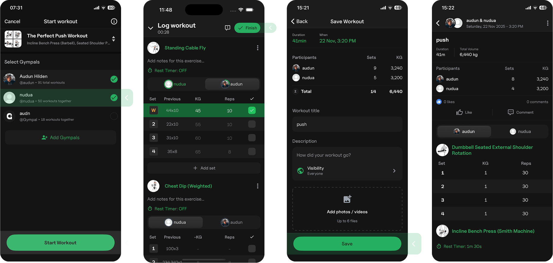 Live workout tracker
