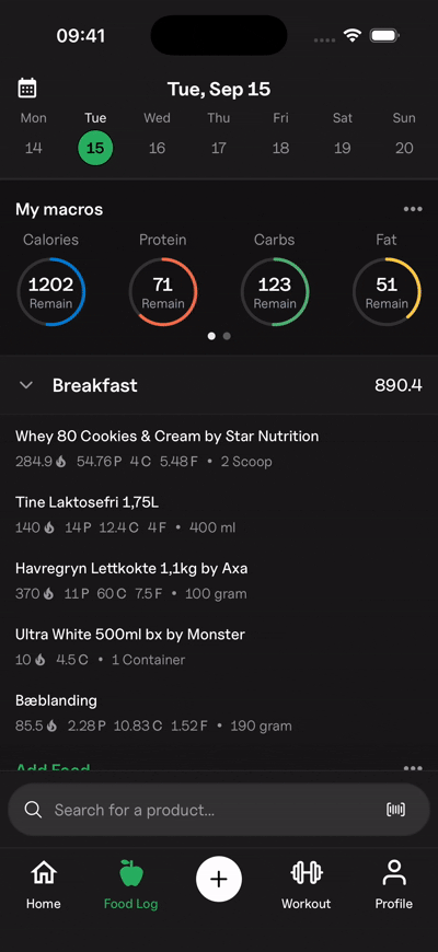 Creating a new meal size